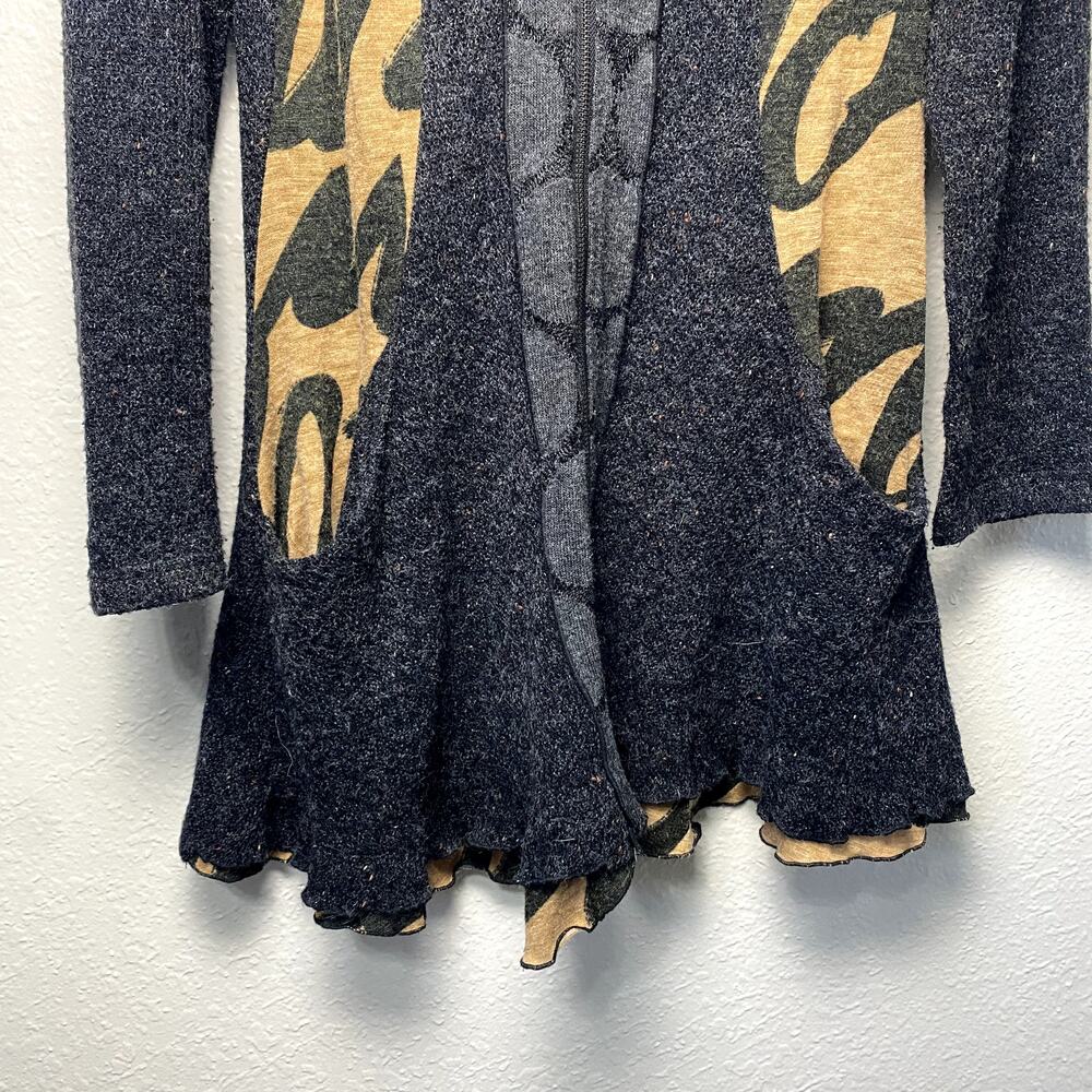 Vtg Y2K Fleur De Lis Avant Garde Grunge Ruffle Whimsigoth Boho Sweater Jacket M - Picture 3 of 16